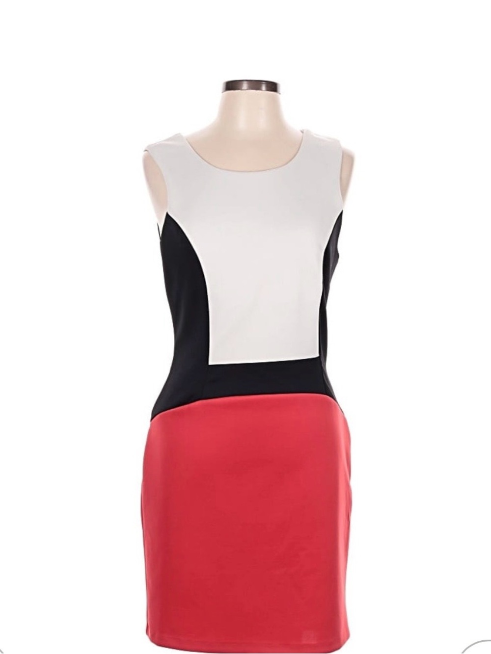 Bisou Bisou Colorblock Mini Dress in White, Black & Red